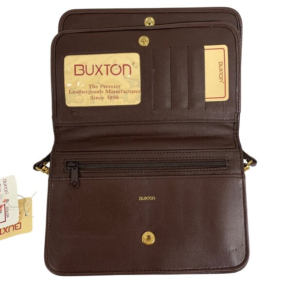 NWT Vintage BUXTON Style Sac Mini-Bag Brown Leather Wallet Clutch Purse Bag - Picture 8 of 10